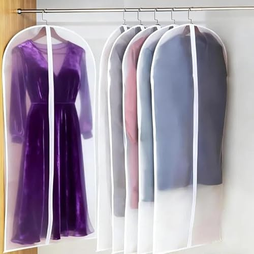 Kleidersack Anzug 6 Stück 60x140cm Kleidersäcke Anzug Aufbewahrung Stoff Kleid Organizer Staubdicht Schimmelresistent Feuchtigkeitsbeständig Transparente Kleiderschutzhülle für Reise & Aufbewahrung
