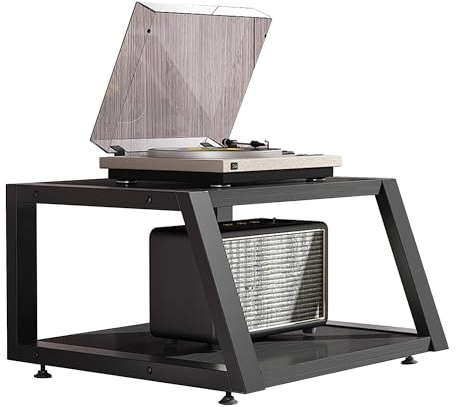 WXZXWXZX Mueble Equipo HiFi Multicapa Mueble Tocadiscos 2/3/4 Niveles Gabinete Almacenamiento Medios para Soporte Multimedia AV para Sala de Estar Estudio de Grabación Sala de Juegos(Nero,2 Layers)