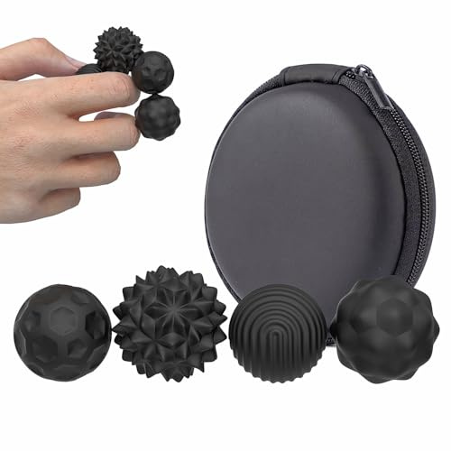 4 Stück Magnetische Fidget Toys, Magnetkugeln Stressball Silikon Sensorik, Magnetbälle Zappelspielzeug Fingerspielzeug für Autismus, Anti-Stress-Angstspielzeug für Erwachsene und Kinder (Schwarz)