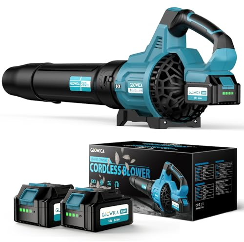 Soffiatore a Batteria 8000 mAh con Caricabatteria, Soffiatore Foglie Leggero Senza Fili, Motore Brushless con Turbocompressore, 3 Velocità 257 km/h, per Prato, Giardino e Pulizia Auto