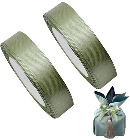 2 Stück Schleifenband Grün,Seidenband,Mode Geschenkband Grün,Ästhetisch Ansprechend Mintgrün Salbeigrün Deko,20mm Breit,Geeignet Für Familie Geburtstag Halloween Weihnachten Hochzeit Verwendung (22 m)