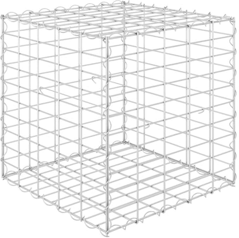 Homgoday Stahl-Gabionen-Hochbeet 50x50x50 cm, Silber, für Steine/Kies, Montage erforderlich Model145650