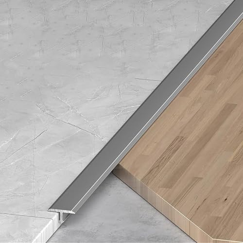 10mm Vinyl Transition Strip - T Shape Flat Threshold Bar for Carpet & Tile Edging, Seam Cover for Laminate Flooring, Gray, 1 Inch Width, Perfect Gap Joiner
