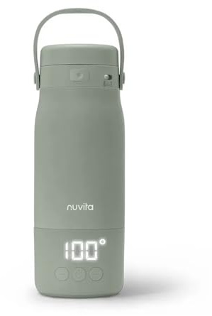 Nuvita 1190 Bollitore Scalda Latte Portatile 500ml – Scaldabiberon Wireless con Batteria Ricaricabile, 3 Temperature Selezionabili 37°/55°/100°, Mantiene Caldo fino a 12h, Ideale per Latte, Tisane