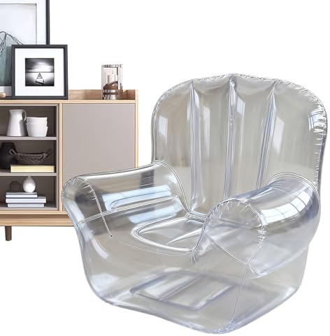 Ergonomischer Sessel, 100 x 95 x 90 cm, dekorativer Luftstuhl, Möbel aus PVC, aufblasbar, bequem, transparent, für den Balkon