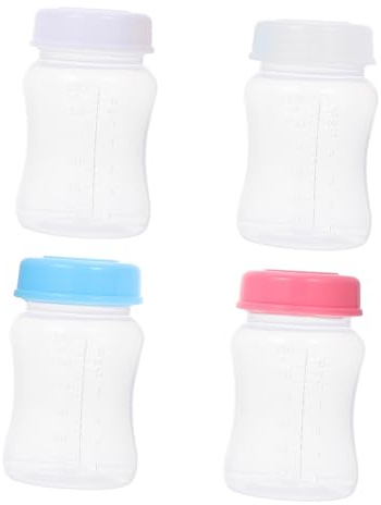 UPKOCH 4 pièces Bouteilles de Conservation Lait Maternel Alimentaire Large Ouverture Anti-fuite Transparents Faciles à Nettoyer Format Portable pour Stockage et Conservation Fraîche Du