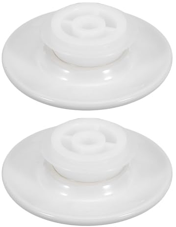 BUGUUYO 2 Piezas Tapón para Fregadero de Cocina y Baño con Tapa Cerámica White y Junta de Sellado Cubierta para Lavabo y Bañera Resistente y Fácil de Usar para Desagüe de Lavabo y