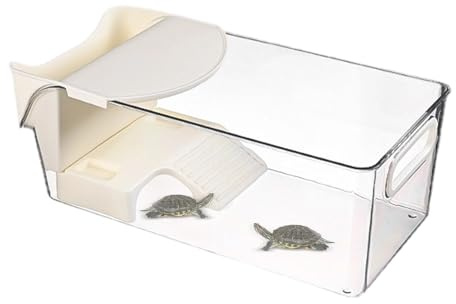 Aquarium pour Tortues - Aquarium Multifonctionnel pour Reptiles, Mini-enclos Aquatique offrant Une Zone de nage, Plateforme de Repos surélevée, Un Coin d'alimentation et Une Disposition Facile d'a