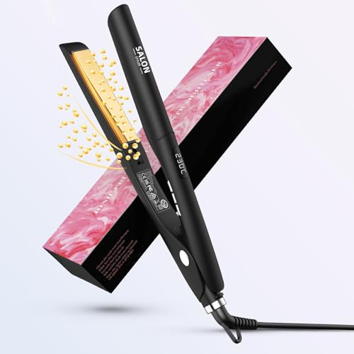Dekuri 2 in 1 Hair Straightener and Curler, Smooth Titanium Plate,30s Fast Heat Flat Iron, 120-230℃ LCD Display, Ionic Hair Straighteners for Women -Black