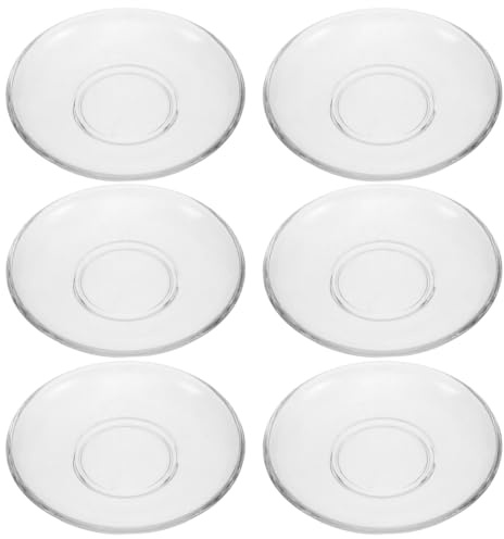 MAGICLULU 6 kleine, durchsichtige Glasteller – 14,5 cm große Dessertteller für Snacks, Obst und Teetassen – mikrowellengeeignetes Glasgeschirr für Küche, Partys und Esstische