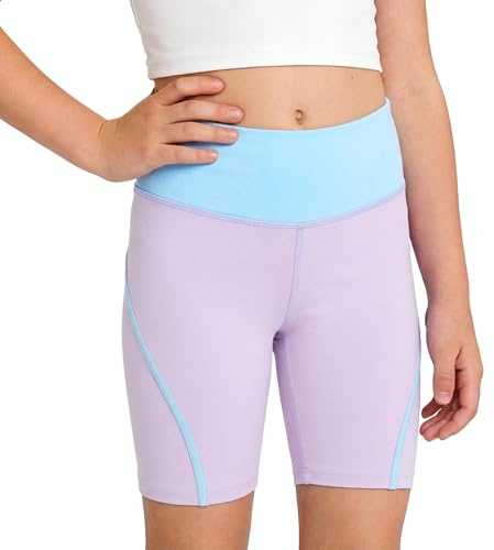 Keyck Shorts de Cyclisme pour Fille Extensibles Shorts de Sport 4-13 Ans | Taille Haute élastiquée, Respirant Leggings, Confortable, Sportive Pantalon Court Course à Pied Danse Gym Short pour Enfant