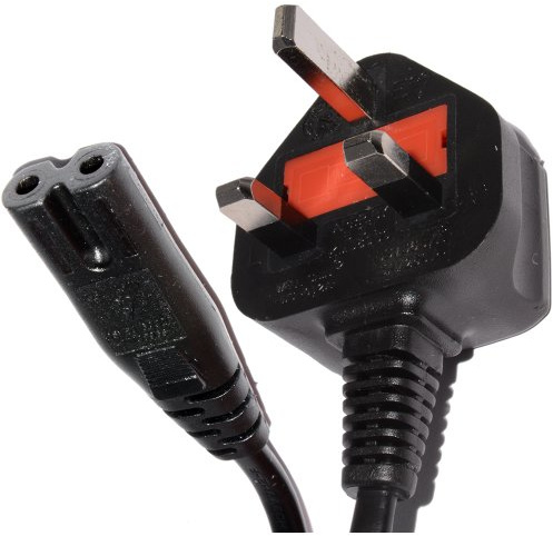 Invero® 2M Figure 8 Mains Power Charger Cable UK 3 Pin Cord IEC C7 Lead - 2 Metre Black
