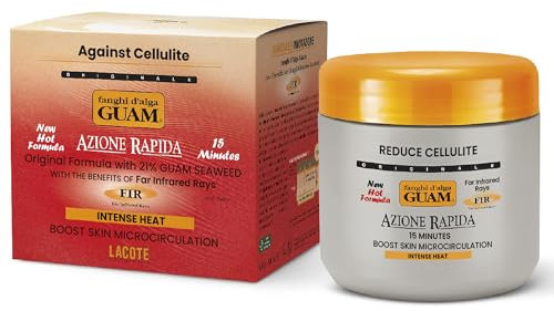 GUAM FIR Anti Cellulite Seaweed Hot Body Mud - 500g Warm Cellulite Remover for Flat Tummy & Waist - Belly Tightening Skin Firming Cream - 15Min Fast Formula to Boost Skin Microcirculation & Elasticity