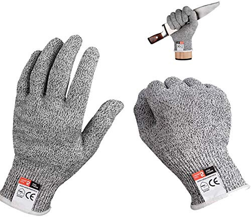 Cut Resistant Gloves High Performance Level 5 Protection Safety Work Gloves Food Grade Kitchen Safety Glove (1Pair, XL, Grey)