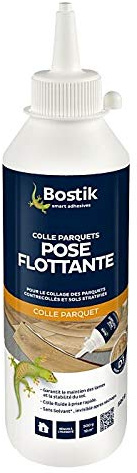 Bostik Schwimmender Parkettkleber 500 g Flasche Vinyl, klar, niedrigviskos, schnelltrocknend, wasserresistent, geeignet für Laminat, Parkett, Spanplatten, OSB, Bodenkleber