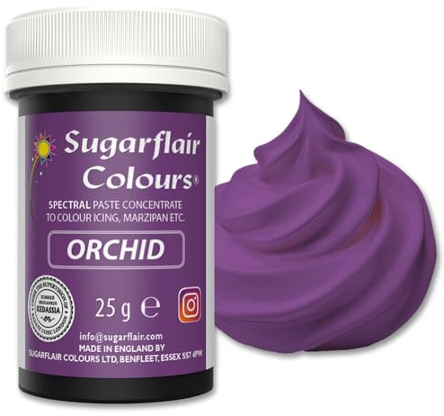 Sugarflair Orchid Food Colouring Paste 25g | Concentrated Orchid Food Dye for Fondant, Buttercream, Cake Decorating and More - Vegan, Kosher, Bake-Stable