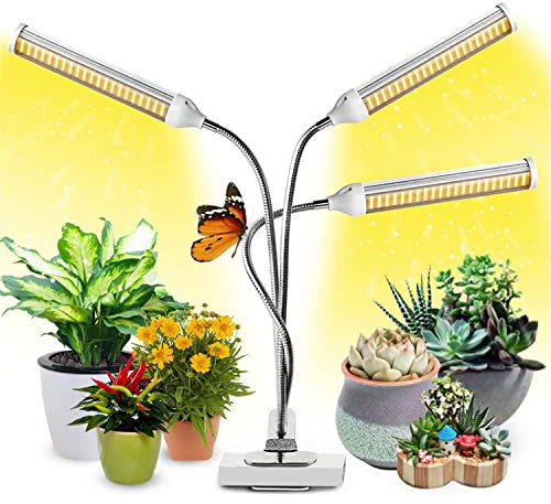 Garpsen LED Plant Grow Light, Full Spectrum Grow Lights for Indoor Plants, 315 LEDs Upgrade Sunlike Growing Light for Seedlings, with 3 Heads & 5 Brightness Levels & Timer