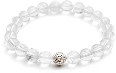 BERGERLIN Naturstein Perlenarmband Damen Herren, 8mm, 925 Silber | Naturstein Armband Damen 8mm: echte Heilsteine, 925 Silberperle mit Mantra – vom deutschen Prüflabor bestätigt.
