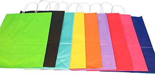 300 Premium Papiertragetaschen Papiertüten Einkaufstüten farbig bunt mit Kordel Henkel 18+8x22cm, Gelb - Inkl. VerpG in D