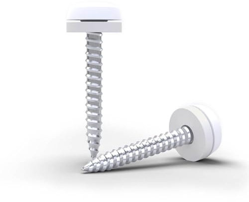 VOOXA Premium 50 Stück Fensterbankschrauben 3,9 x 22mm Edelstahl A2 mit Polyamidscheibe und Abdeckkappen Weiß RAL9016, für Alu und Kunststoff Fensterrahmen, TX15