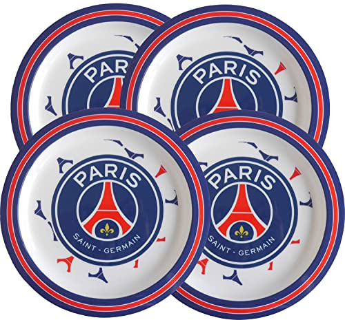 Paris Saint-Germain 4 x Assiette PSG - Micro ondable - Collection Officielle 22 cm