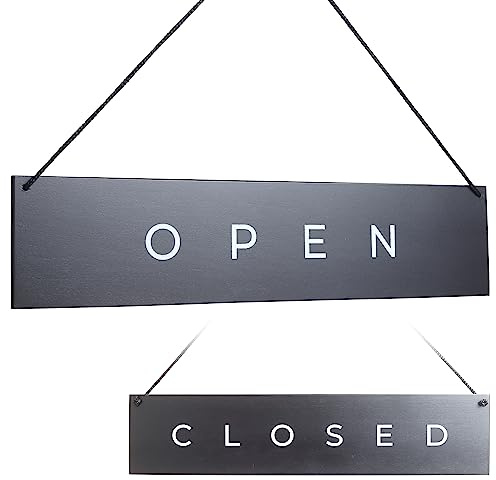 TOROS STORE Modern Wooden Open Closed Sign - Double-Sided, Vintage Style, Black