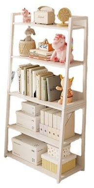 Modernes Design Leiter-Bücherregal für Wohnzimmer, weißes Leiterregal, 5-stöckiges offenes Regal für Pflanzendekoration