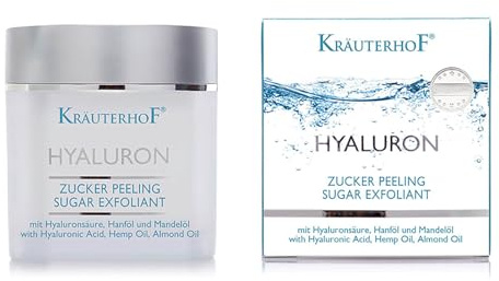 Kräuterhof® Zucker Body Peeling (250g) | hilft ihrem Körper & Gesicht zu einer sanften & geschmeidigen Haut, Peeling mit feinen Kristallen, umhüllt von Hyaluronsäure