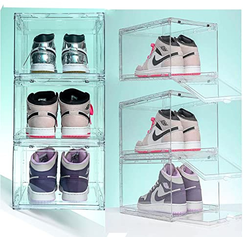 MECC Klare Schuhbox, stapelbarer Acrylschuhschrank, mit Magnettür,14.4x10.6x8inch/36x27x20cm (Clear Front Door 6 Pack#)