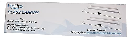 H2Pro Glass Canopy 2Piece Set for Marineland 55 Gallon Aquarium Fish Tank (Each Piece Measure 23 x 11.46 x 0.16in)