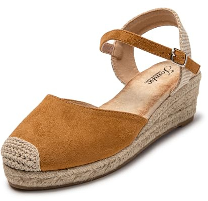 JOMIX Sandali Donna Estive Ciabatte Ragazze Eleganti Zeppa Pantofole Casual Fibbia Mare Spiaggia Espadrillas SD9369 (Marrone Camel,38)