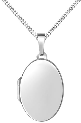 JEVELION Medaillon Silber 925 für 2 Bilder Amulett Anhänger zum Aufklappen für Damen mit Halskette