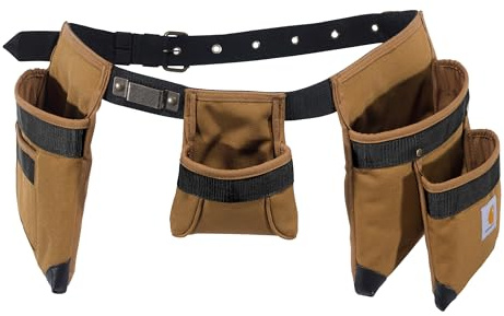 Carhartt Padded Tool Belt, Rugged Tool Belt with Tool & Fastener Storage Pockets, 7 Pocket, Carhartt Brown