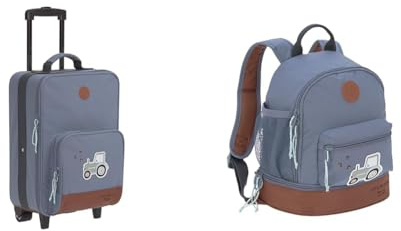 LÄSSIG Kinderkoffer Trolley Reisekoffer mit Teleskopstange und Rollen & Kinderrucksack mit Brustgurt Kindergartentasche Kindergartenrucksack 27 cm