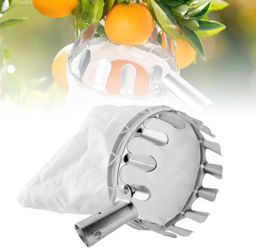 Coloday Obstpflücker-Kopfkorb, 2024 Tragbarer Obstpflücker-Fängerbeutel, Obstpflücker-Werkzeuge, Upgrade-Obstpflücker mit Korb, arbeitssparende Obstpflücker-Werkzeuge zum Erhalten von Früchten (weiß,