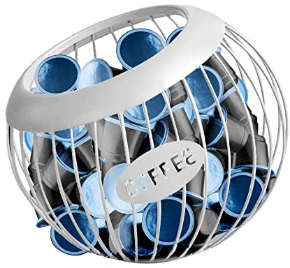 Zjyufy Coffee Pod Holder, Large Capacity Coffee Pod Storage, Coffee Station, Metal Coffee Capsule Storage Basket Coffee Accessories for Counter Kitchen Storage Holder Rack