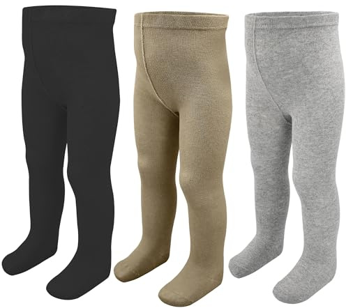 ZERULETS Collants pour bébé Collants pour enfants pour filles et garçons en coton 3 paires Collants antidérapants Chaussettes Leggings 0-24 mois, 0-9 mois