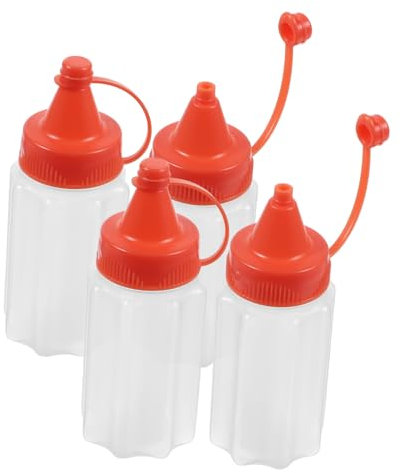 WATIIFUFU 4stücke Quetschflaschen Wiederverwendbare Gewürzbehälter Gläser Zum Aufbewahren Von Soßen Salatdressing Ketchup Honig Und Anderen Flüssigkeiten Für Küche