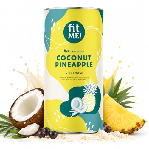 FIT ME Abnehmshake 500 g, Kokos-Ananas Diätshake zum Abnehmen, Vegan & Glutenfrei, Mahlzeitenersatz, Shake mit Acai, Guarana & Kreatin, Pulver, Kalorienarm & Proteinreich, Diätdrink