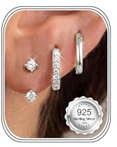 Roheafer Örhängen i 925 sterlingsilver för kvinnor i 18K guld huggie stiftpläterade hypoallergeniska örhängen dam små silverringar stapelbara för flera piercingar, 10 mm, Koppar Sterlingsilver