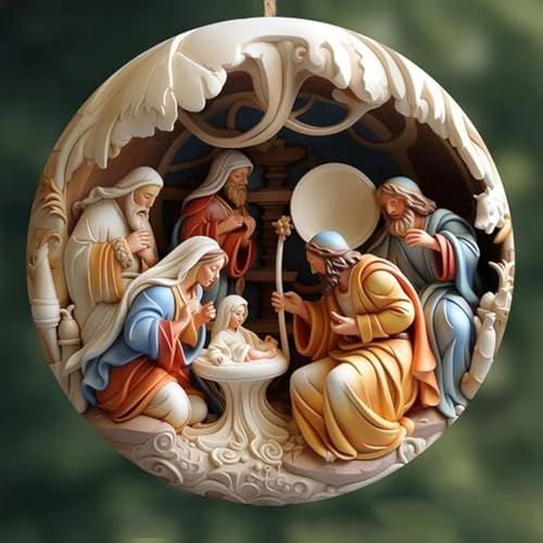 Christmas Decorations Nativity Christmas Ornament Christmas Vision Birth Pendant Birth Acrylic Car Accessories for Christmas Party Decorations Outdoor Indoor