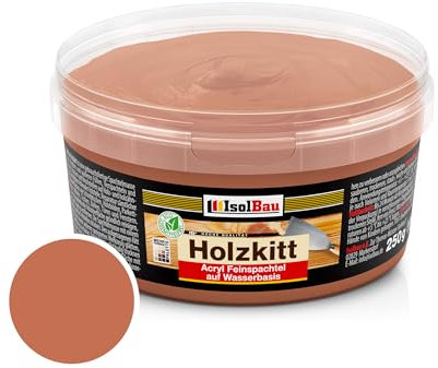 Isolbau - Holz-Spachtelmasse 250 g - Holzspachtel Holzkitt Außen und Innen - Holz-Reparaturspachtel - Holzreparaturmasse - Holz-Fertigspachtel - Schnelltrocknend - Mahagoni (Nr. 15)