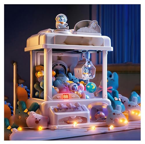 CUCUKAKA Candy Grabber ， Distributeur De Poupées Arcade avec Musique et Lumières,2 Poupées Panda,25 Peluches,20 Gashapons ， Machine à Griffes électrique Cadeaux pour Adultes Filles Garçons