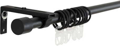 Ausziehbare Gardinenstange »Ningbo« 120-210 cm Schwarz Ø16/19 mm Komplettset zum sofortigen Montieren Wand- und Deckenmontage 2024140