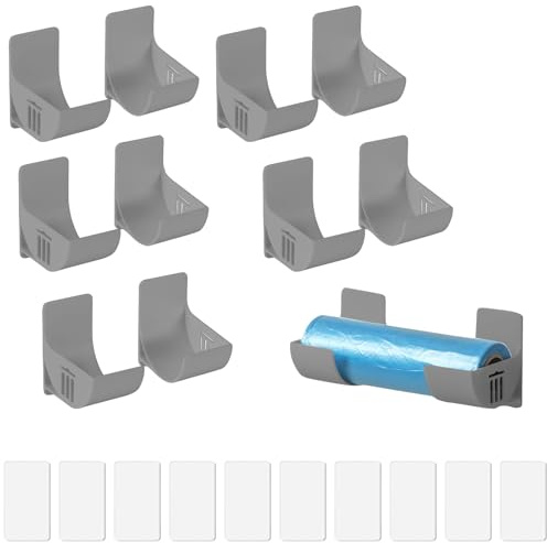 5 Pares Soporte Papel Aluminio Estantería Colgante, Organizador Adhesivo Puerta Armario, Dispensador Bolsas de Basura Cocina, para Cocina Portarrollos Puerta Armarios Frigoríficos