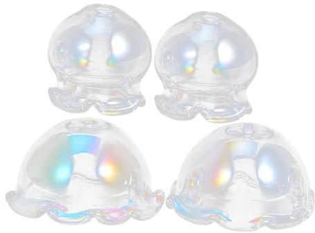 jojofuny 4stücke Klare Blumenperlenkappen Glasblumenperlen Tulpenglocken Abstandshalter Perlenaufsätze Zum Basteln DIY-windspiele Schmuckherstellung