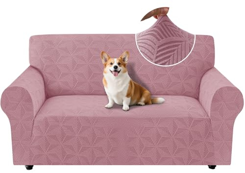 Ystyle Universal Sofa Überzug 2 Sitzer mit Armlehne, Rosa | Weicher Stretch Sofabezug, Couchbezug Kratzfest Rutschfest, Strecken Sofaüberwürfe, Sofaschoner Waschbar für Wohnzimmer