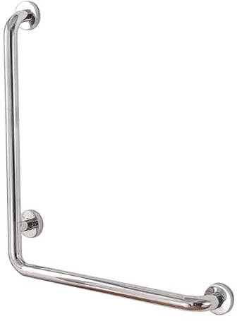 Badezimmer Sicherheitsgriff, Poliert Edelstahl 70x50cm L-Förmiger Haltegriff für Duschen Vertikale Winkel Rutschfeste Sicherheitsschienen, für Schwangere Frauen, Senioren und Handicap (Silber, Rechts)