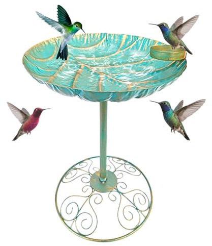 Metall Vogelbad Für Im Freien, Eisen Sockel Vogelbad, Wasserschale Edelstahl Dekorativ Für Garten Balkon Terrassen Hinterhof Rasen Und