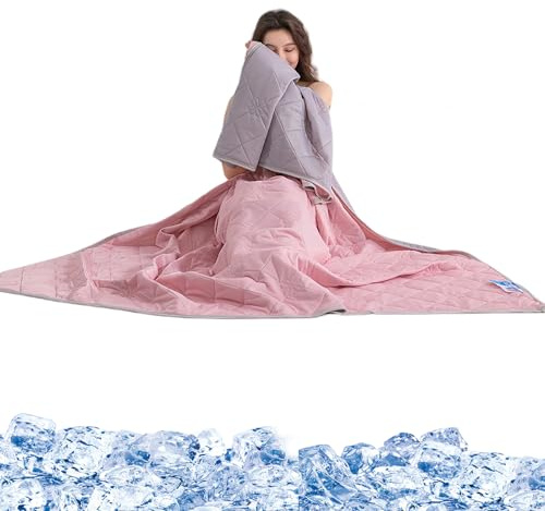 Cooling Throw Blanket for Hot Sleeper, Summer Cooling Blanket, 1 Count Soft Breathable Lightweight Blankets, Hot Flashes Night Sweats (pink,70 * 100 cm/27.56×39.37 in)